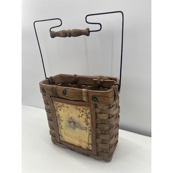 CHRISTMAS Herald Angels Sing Deep Woven Wicker HOLIDAY BASKET w/ Handle - Picture 10 of 12